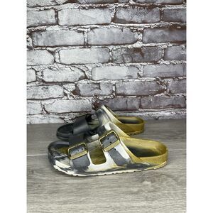 Birkenstock Arizona 2 Buckle Strap Rubber EVA Gold Glamour Sandals Women Sz 37EU